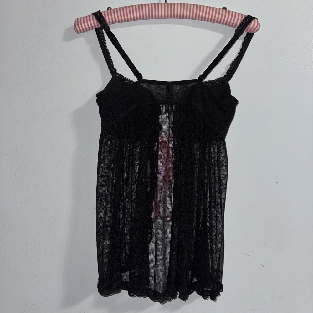 2011 Victoria's Secret Sexy Little Things Gothic Coquette Polka Dot Top 34C - Picture 4 of 4